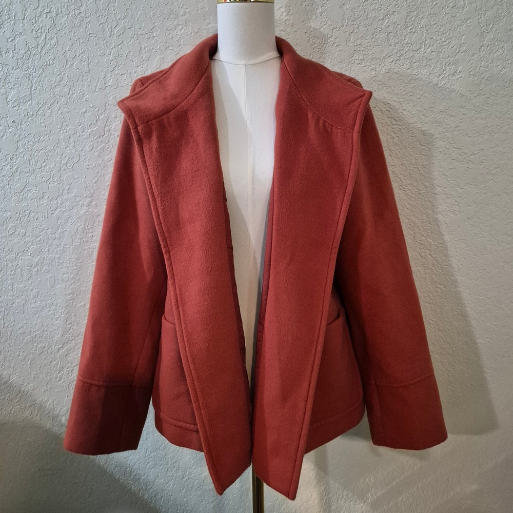 Chico's Size 2 US Large Draped Open Front Jacket Terracotta Soft Career